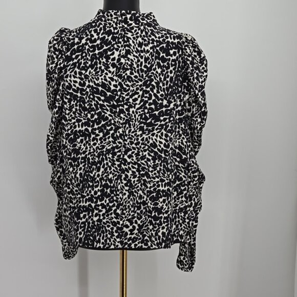 Zara Animal Print Long Sleeve Lightweight Black and White Women's Top Size XL - Picture 9 of 15